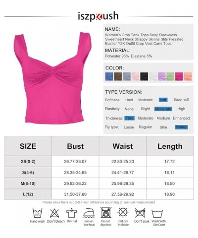 Women's Crop Tank Tops Sexy Sleeveless Sweetheart Neck Strappy Skinny Slits Pleasted Bustier Y2K Outfit Crop Vest Cami Tops R...