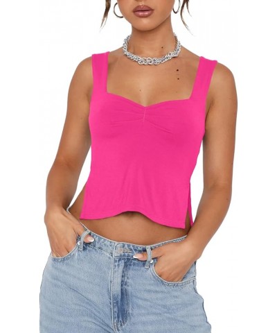 Women's Crop Tank Tops Sexy Sleeveless Sweetheart Neck Strappy Skinny Slits Pleasted Bustier Y2K Outfit Crop Vest Cami Tops R...