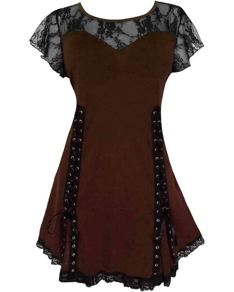 Victorian Gothic Boho Women's Plus Size Roxann Corset Top Walnut $19.80 Tops