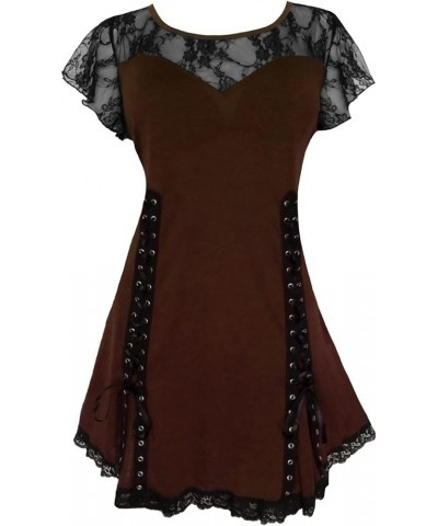 Victorian Gothic Boho Women's Plus Size Roxann Corset Top Walnut $19.80 Tops