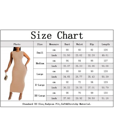 Sexy Bodycon Ribbed Tank Dress for Women Sleeveless Casual Party Club Midi Dresses T-camel $16.00 Dresses