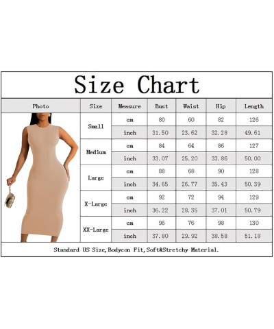 Sexy Bodycon Ribbed Tank Dress for Women Sleeveless Casual Party Club Midi Dresses T-camel $16.00 Dresses