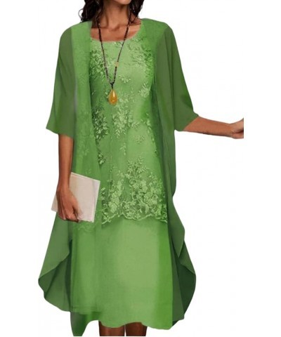 Two-Piece Set Maxi Dress for Womens Chiffon Cardigan Wedding Guest Floral Print Midi Dresses A6 Green $15.74 Swimsuits