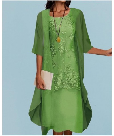 Two-Piece Set Maxi Dress for Womens Chiffon Cardigan Wedding Guest Floral Print Midi Dresses A6 Green $15.74 Swimsuits