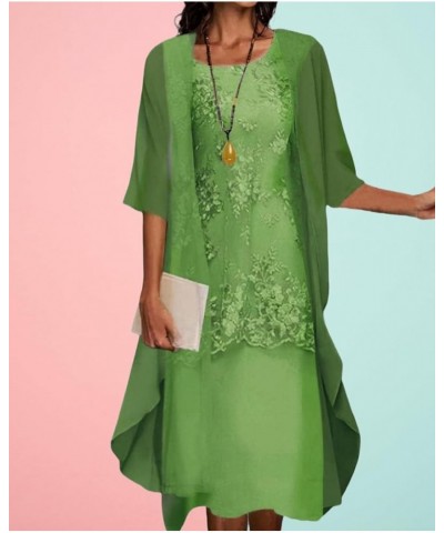 Two-Piece Set Maxi Dress for Womens Chiffon Cardigan Wedding Guest Floral Print Midi Dresses A6 Green $15.74 Swimsuits