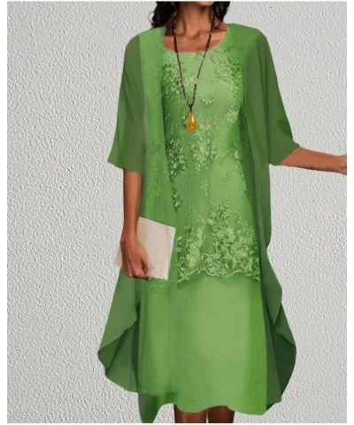 Two-Piece Set Maxi Dress for Womens Chiffon Cardigan Wedding Guest Floral Print Midi Dresses A6 Green $15.74 Swimsuits