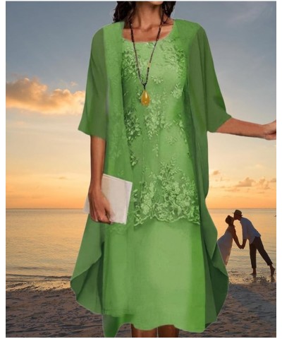 Two-Piece Set Maxi Dress for Womens Chiffon Cardigan Wedding Guest Floral Print Midi Dresses A6 Green $15.74 Swimsuits