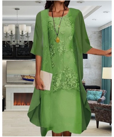 Two-Piece Set Maxi Dress for Womens Chiffon Cardigan Wedding Guest Floral Print Midi Dresses A6 Green $15.74 Swimsuits