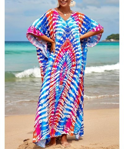 Ethnic Print Kaftan Dresses for Women Plus Size Turkish Swimsuit Cover Ups Long Beach Caftans Ethnic Print 15 $18.28 Swimsuits