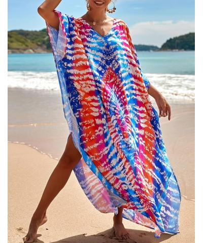 Ethnic Print Kaftan Dresses for Women Plus Size Turkish Swimsuit Cover Ups Long Beach Caftans Ethnic Print 15 $18.28 Swimsuits