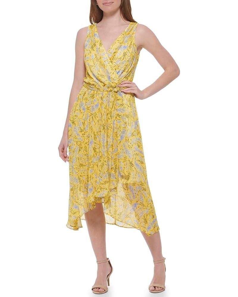 Women's Sleeveless Midi Faux Wrap Chiffon Mango Multi $27.73 Blouses