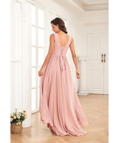 Chiffon Bridesmaid Dresses Long for Women with Slit A Line Ruched Formal Evening Gowns Dusty Rose $28.59 Dresses