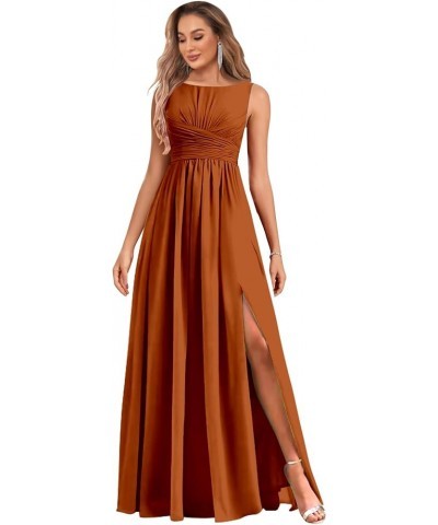 Chiffon Bridesmaid Dresses Long for Women with Slit A Line Ruched Formal Evening Gowns Dusty Rose $28.59 Dresses