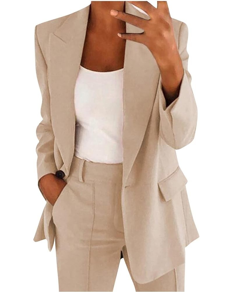 Blazer Sets Women 2 Piece Outfits Dressy Casual Two Piece Pants Set Fashion Business Casual Clothing for Work Suit Set D Beig...