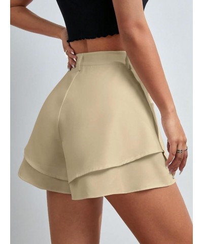 Women's Casual High Waist Layered Wide Flare Leg Mini Shorts with Pocket Apricot $14.40 Shorts