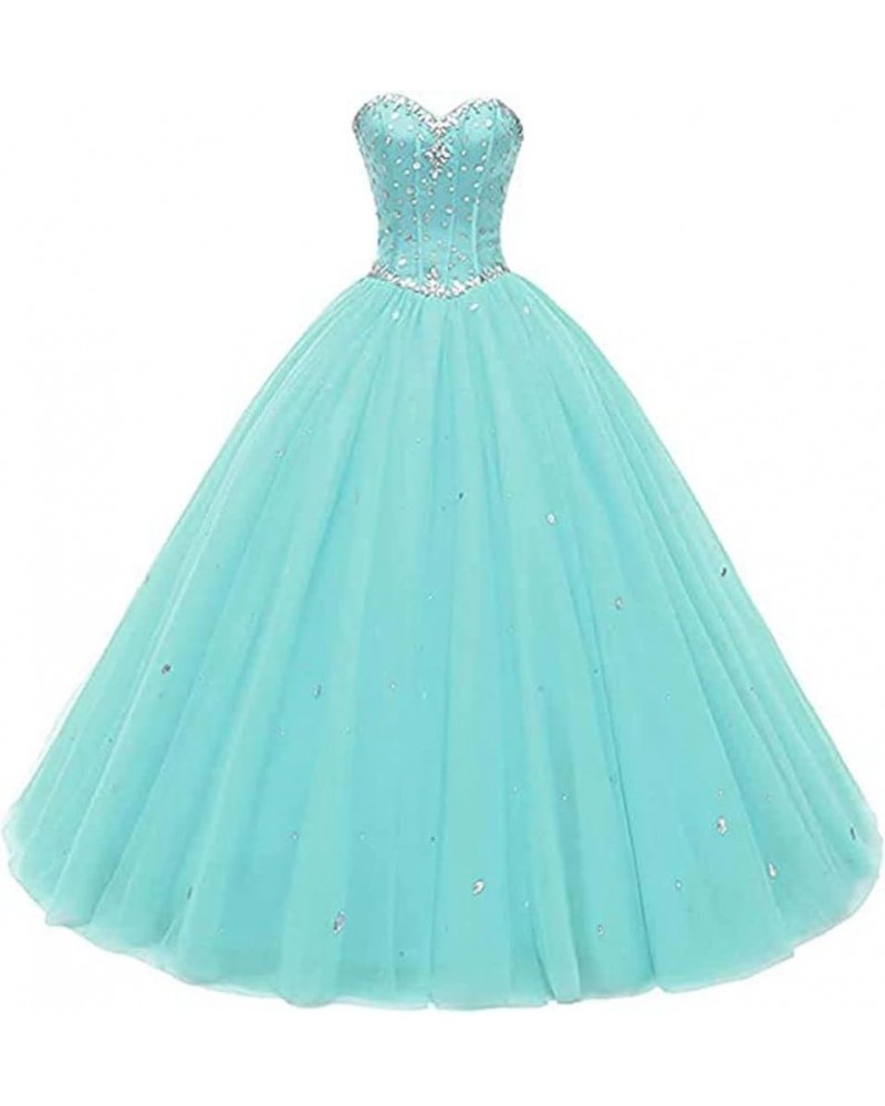 Women's Sweetheart Ball Gown Tulle Quinceanera Dresses Prom Dress Turquoise $30.75 Dresses