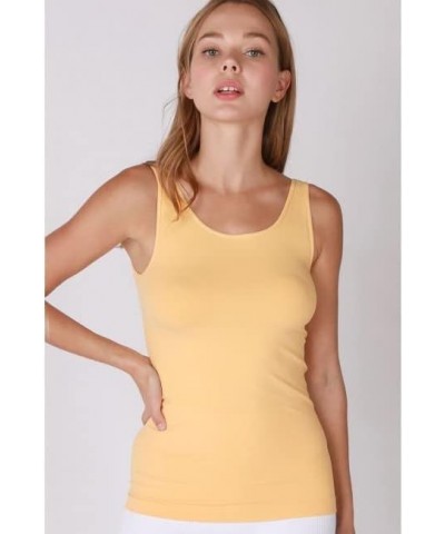 Women's Seamless Plain Jersey Long Tank Top - NS5178 Soft Marigold $14.03 Tanks