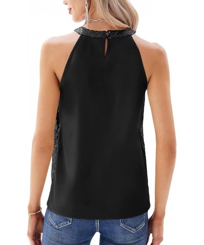 Women Sparkle All Over Sequin Tank Top Sexy Sleeveless Racerback Cami Shirts A Black $15.98 Tanks