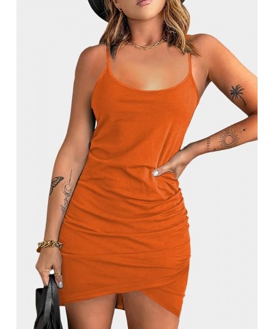 Sundress for Women 2024 Summer Sleeveless Sexy Spaghetti Strap Dresses Scoop Neck Wrap Dress X-orange $19.03 Dresses