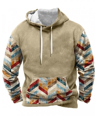 Casual Hoodies for Men Ethinic Aztec Graphic Print Pullover Hoodie Oversized Long Sleeve Drawstring Sweatshirt 04-khaki $11.0...