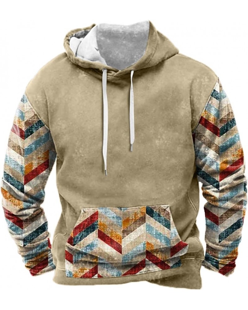 Casual Hoodies for Men Ethinic Aztec Graphic Print Pullover Hoodie Oversized Long Sleeve Drawstring Sweatshirt 04-khaki $11.0...