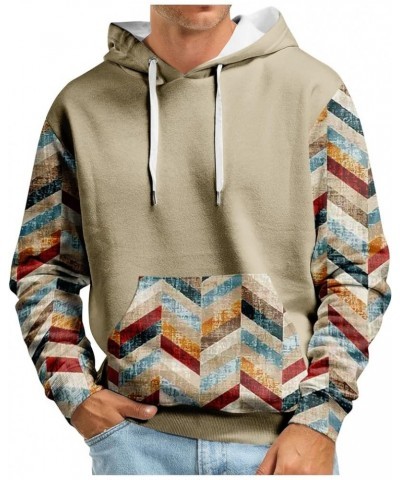 Casual Hoodies for Men Ethinic Aztec Graphic Print Pullover Hoodie Oversized Long Sleeve Drawstring Sweatshirt 04-khaki $11.0...