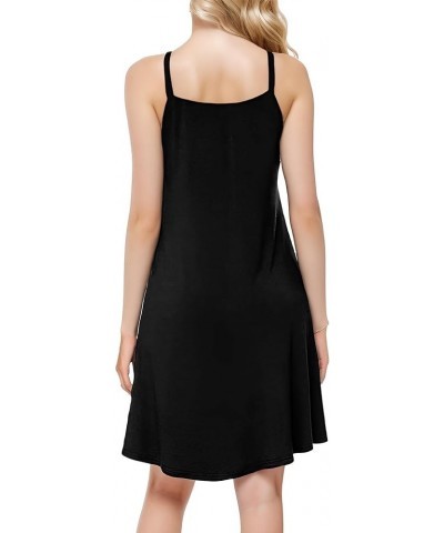 Womens Summer Casual Sleeveless Dress Sexy V Neck Beach Sundress with Pockets Black $13.02 Dresses