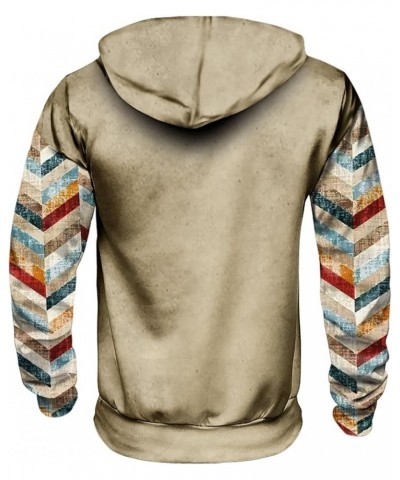 Casual Hoodies for Men Ethinic Aztec Graphic Print Pullover Hoodie Oversized Long Sleeve Drawstring Sweatshirt 04-khaki $11.0...