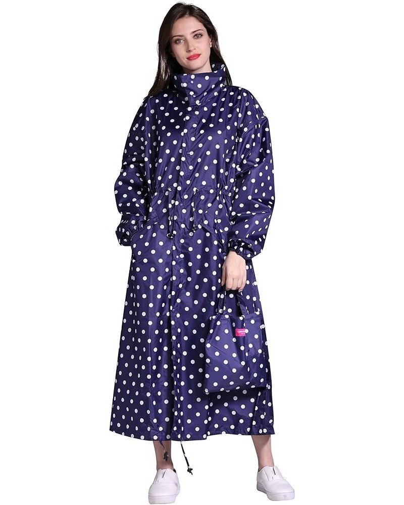 Women's Stylish Long Raincoat with Hood and Multi Color Pattern Blue Point $19.19 Coats