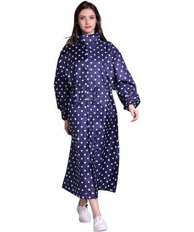 Women's Stylish Long Raincoat with Hood and Multi Color Pattern Blue Point $19.19 Coats