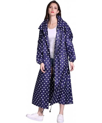 Women's Stylish Long Raincoat with Hood and Multi Color Pattern Blue Point $19.19 Coats