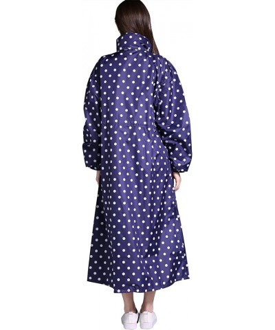 Women's Stylish Long Raincoat with Hood and Multi Color Pattern Blue Point $19.19 Coats