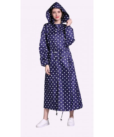 Women's Stylish Long Raincoat with Hood and Multi Color Pattern Blue Point $19.19 Coats