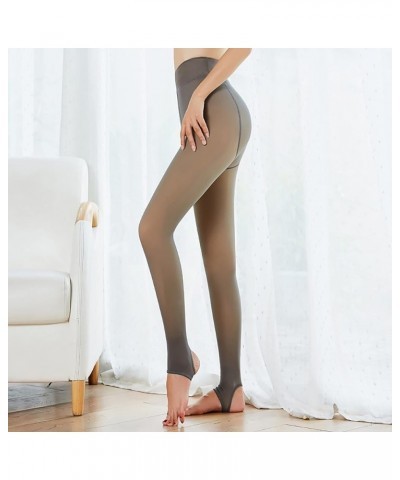 Fleece Lined Tights Women Sheer Fake Translucent Tights Skin Color Plus Size Winter Thermal Warm High Waisted Leggings Coffee...