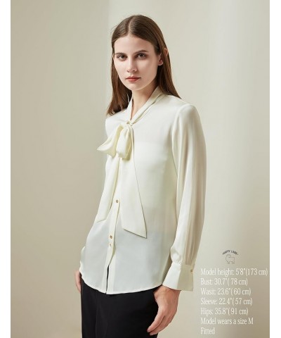 Silk Blouses for Women 100% Mulberry Silk Long Sleeve Silk Shirts for Women White Tie-blouse $39.60 Blouses