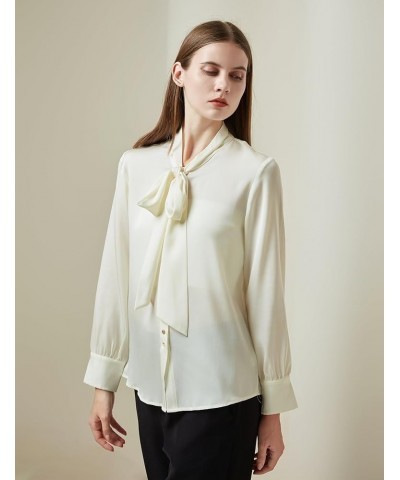 Silk Blouses for Women 100% Mulberry Silk Long Sleeve Silk Shirts for Women White Tie-blouse $39.60 Blouses