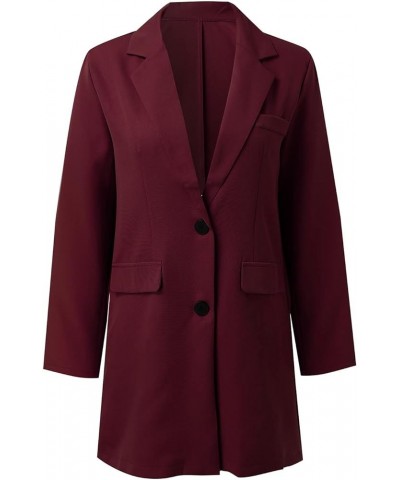 Womens Elegant Lapel Double-breasted Trench Coat Winter Wool Blend Pea Coat Long Sleeve Belted Slim Suit Coat X-01 Red $12.28...