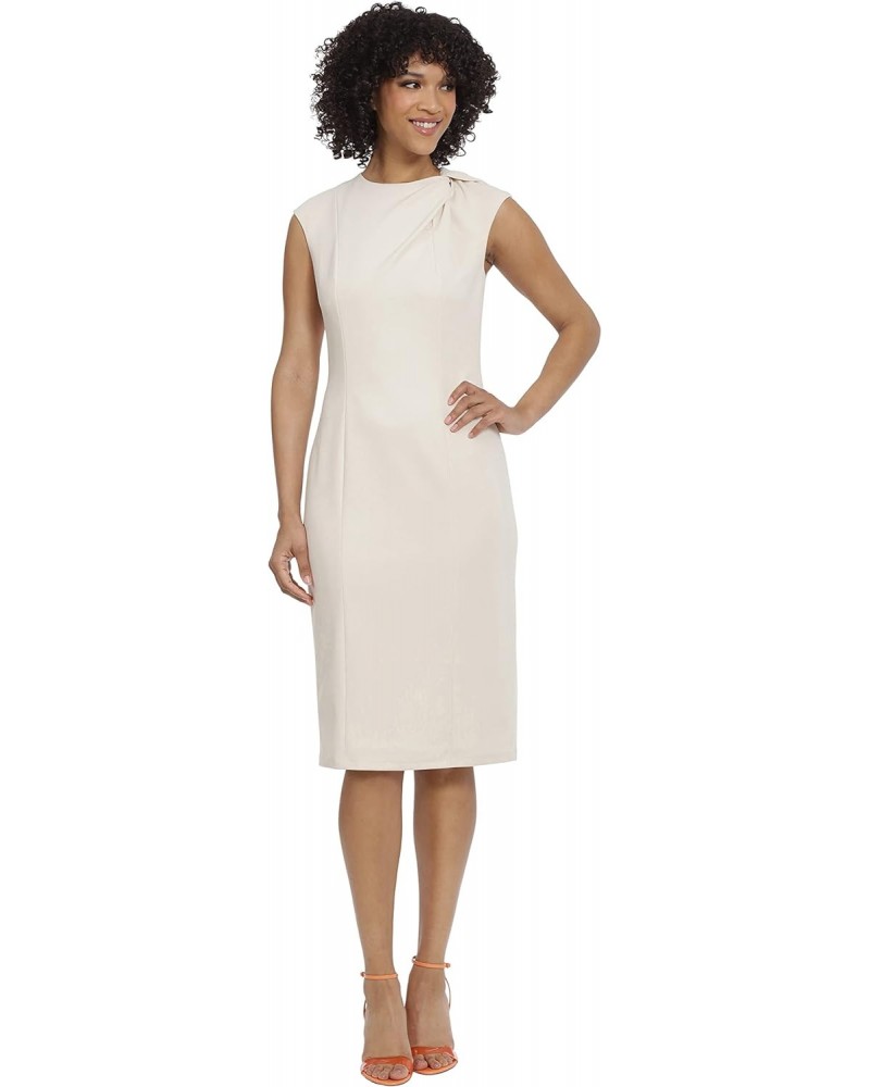 Women's Sleek and Sophisticated Twist Neck Extended Cap Sleeve Crepe Sheath, Horn, 2 $27.67 Dresses