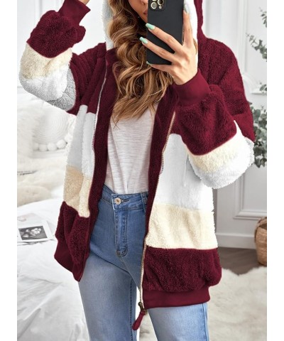 Winter Coats for Women,Women's Winter Fleece Coat with Fur Plus Size Warm Jackets Hoodies Outwear with Pockets B-wine $11.19 ...