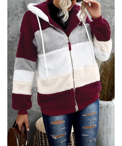 Winter Coats for Women,Women's Winter Fleece Coat with Fur Plus Size Warm Jackets Hoodies Outwear with Pockets B-wine $11.19 ...