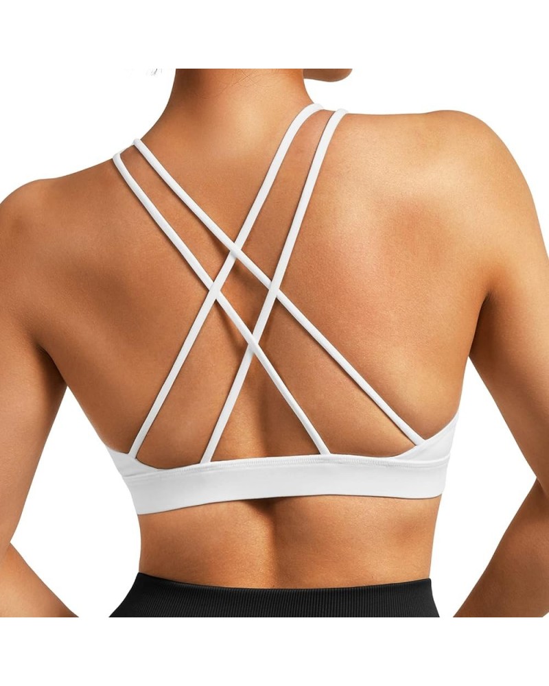 Women Workout Sports Bras Criss Cross Padded Support Yoga Bra Fitness Crop Tank Tops 013white $11.79 Lingerie