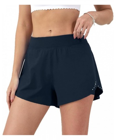 Women's 2 in 1 Flowy Running Shorts High Waisted Athletic Shorts for Women Lightweight Workout Yoga Gym Shorts Navy Blue $14....