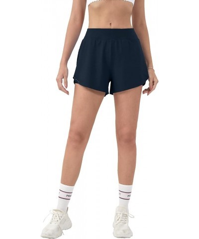 Women's 2 in 1 Flowy Running Shorts High Waisted Athletic Shorts for Women Lightweight Workout Yoga Gym Shorts Navy Blue $14....