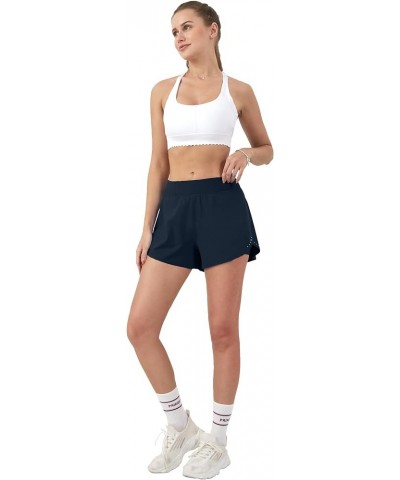 Women's 2 in 1 Flowy Running Shorts High Waisted Athletic Shorts for Women Lightweight Workout Yoga Gym Shorts Navy Blue $14....