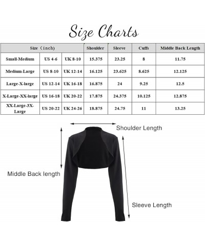 Women's Long Sleeve Bolero Jackets Open Front Cropped Shrug Cardigan for Evening Dresses Black $10.00 Sweaters