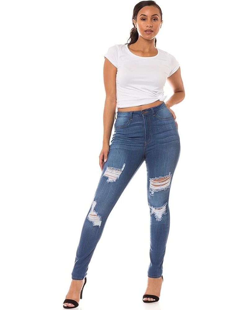 Aphrodite High Waisted Jeans for Women - Hand Sanding Distressed Destroyed Ripped Skinny Fit High Rise Stretch Denim Pants 44...