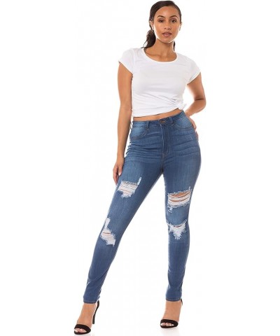 Aphrodite High Waisted Jeans for Women - Hand Sanding Distressed Destroyed Ripped Skinny Fit High Rise Stretch Denim Pants 44...