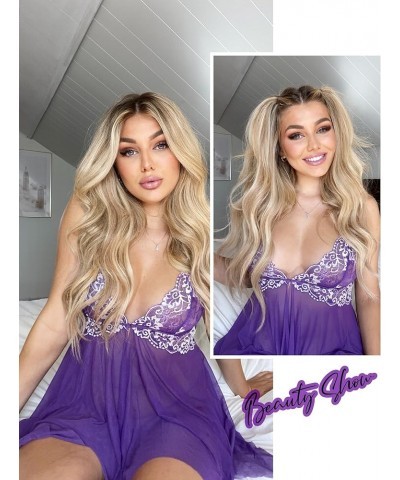 Women Lace Lingerie Front Closure Babydoll V Neck Nightwear Sexy Chemise Nightie Purple $10.25 Lingerie