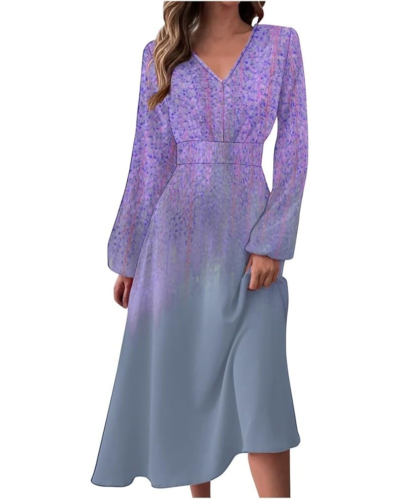 Spring Dresses for Women 2024 New Years Eve V-Neck Long Sleeve Gradient Plus Size Dresses for Curvy Formal Trendy F-purple $1...