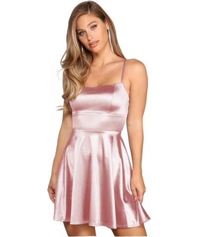 Short Spaghetti Straps Prom Dresses with Pockets Satin Homecoming Dress for Teens WD030 Pink $27.00 Dresses